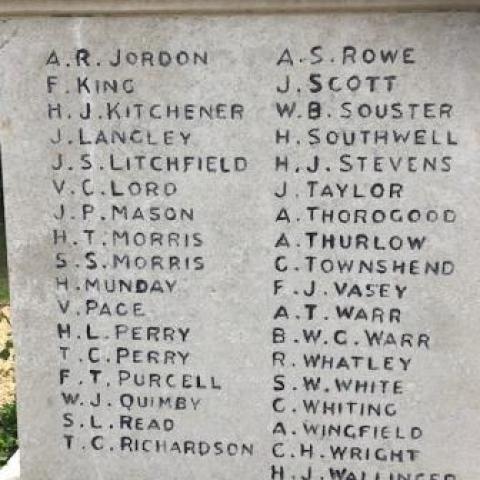 Photo of names on Queensway War Memorial