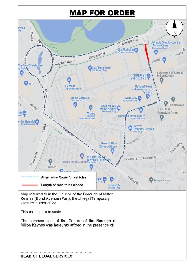 Image of Map of Bond Avenue Road Closure