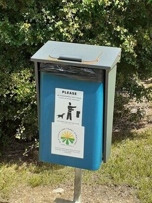 Photo of one of the town council's dog waste bins