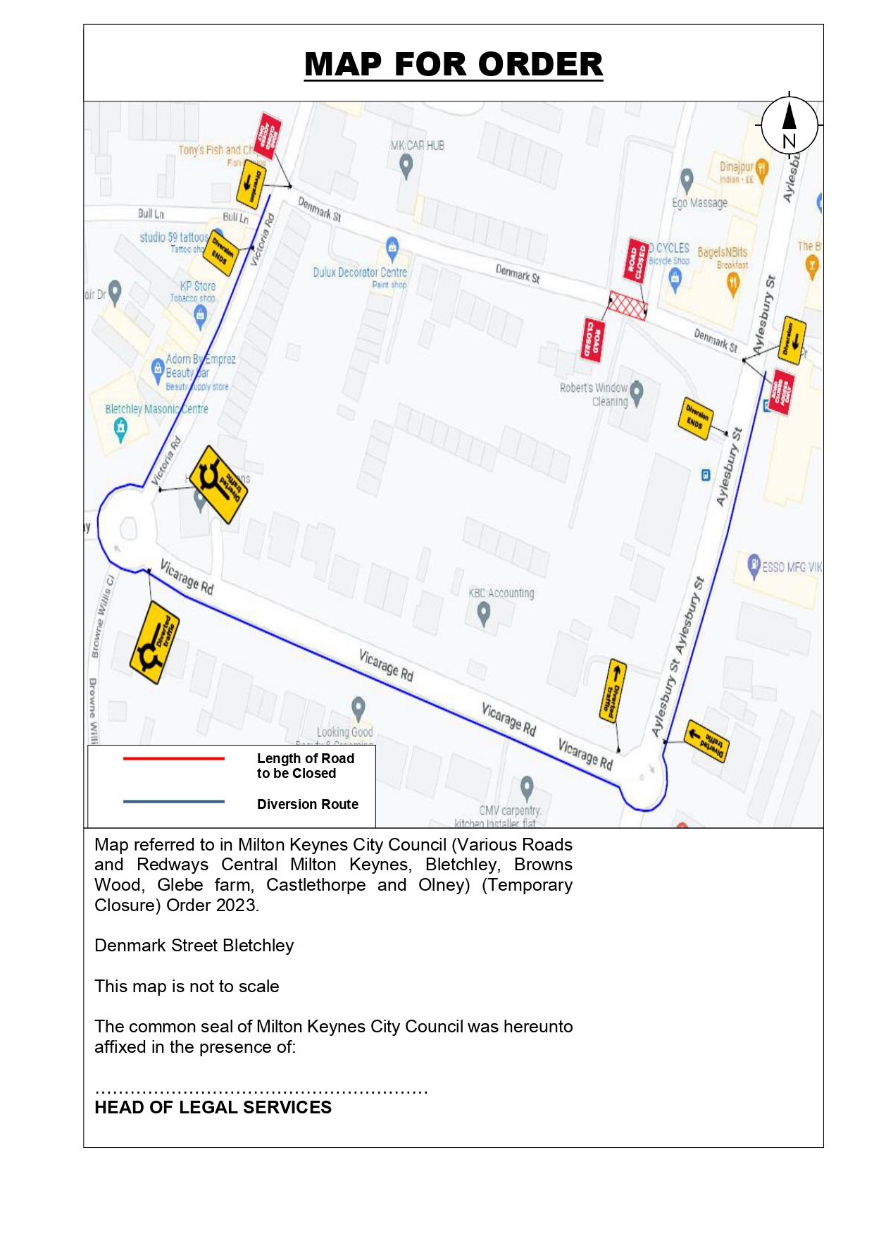 Alternative route for closure of Denmark Street 31 July 2023 to 02 August 2023