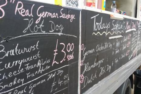 German sausages for sale at the market