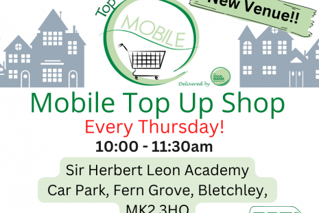 Image of MK Food Bank poster for Mobile Top Up Shop