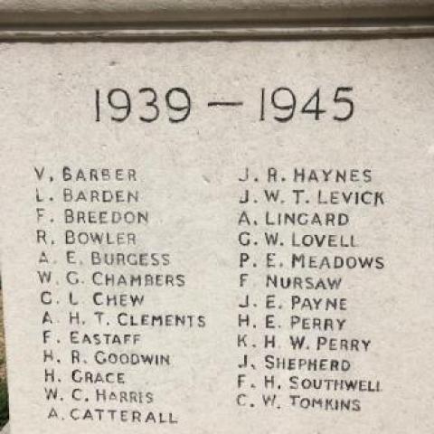 Photo of names on Queensway War Memorial